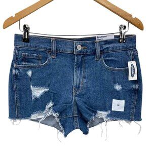 Old Navy Boyfriend Short Jean Shorts‎ Womens 4 Blue Distressed 3" Inseam NEW